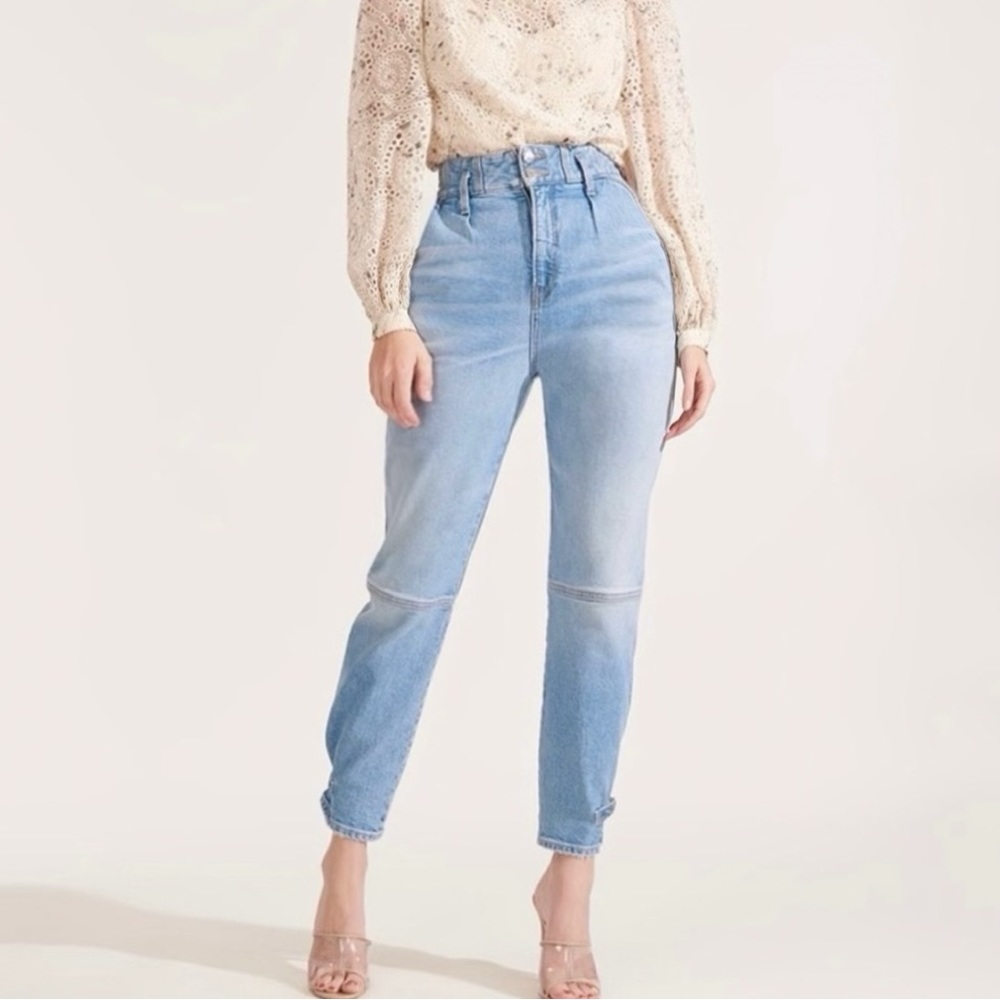 Veronica beard Monika tapered extra high rise light wash denim